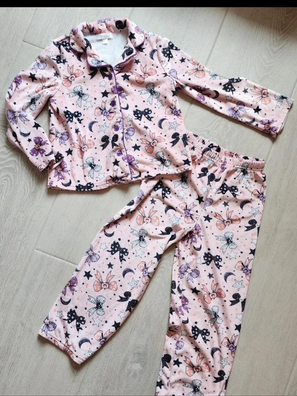 Kids Pink Bow Halloween Pajama Set